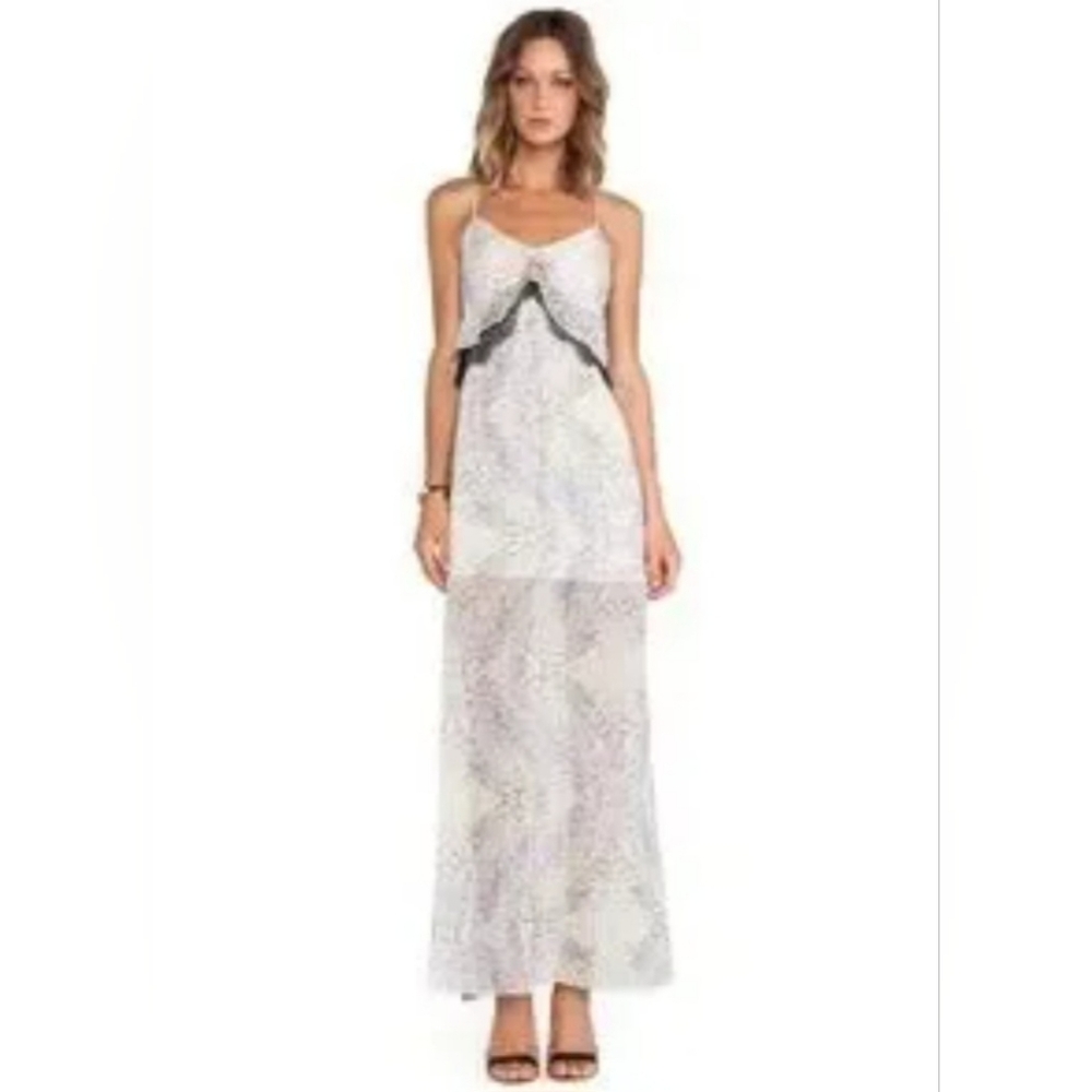 BCBGeneration Strappy Maxi Dress Boho Summer Front Slit Lace Trim Lightweight 6